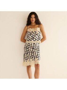 Doen silk lace loure top elowette skirt set